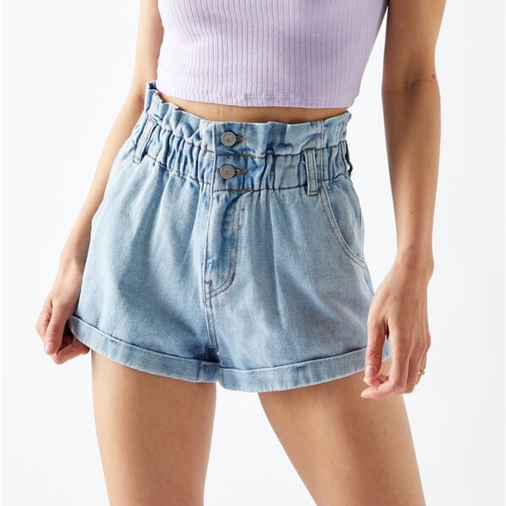 PacSun Abbie Blue Paperbag Denim Shorts